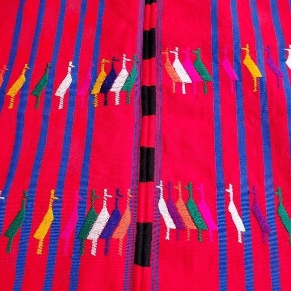 Vintage Mexican Hand Knitted Design Poncho with tassels - Picture 3 of 5